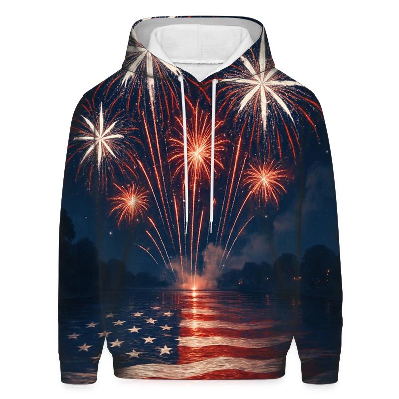 Fireworks River Reflections designer hoodies