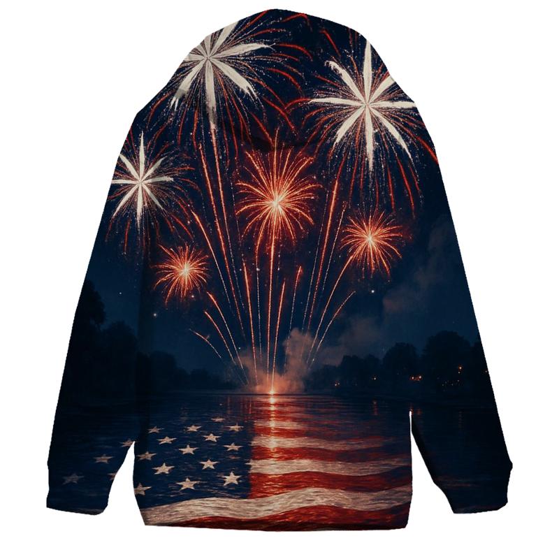 Fireworks River Reflections designer hoodies