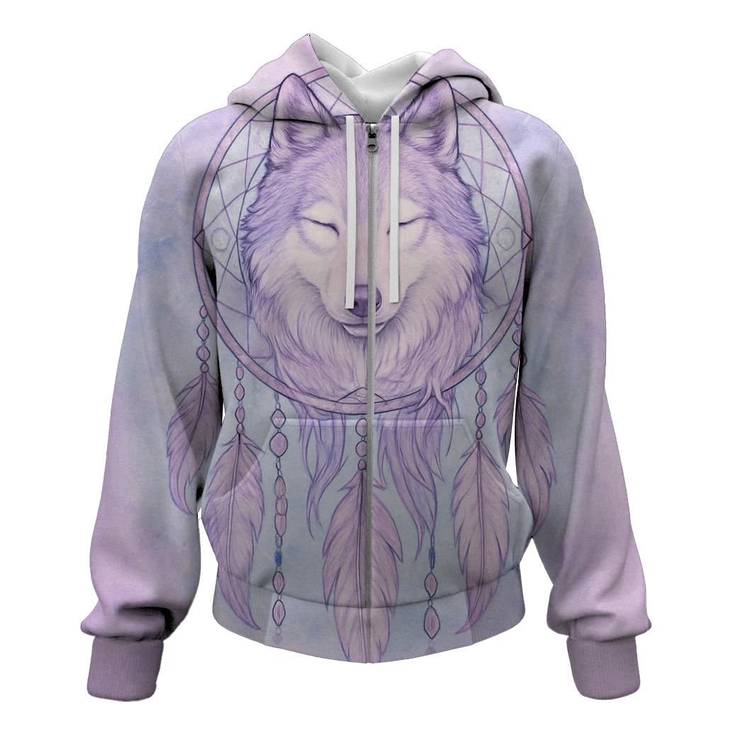 Dreamcatcher Spirit Wolf graphic hoodies