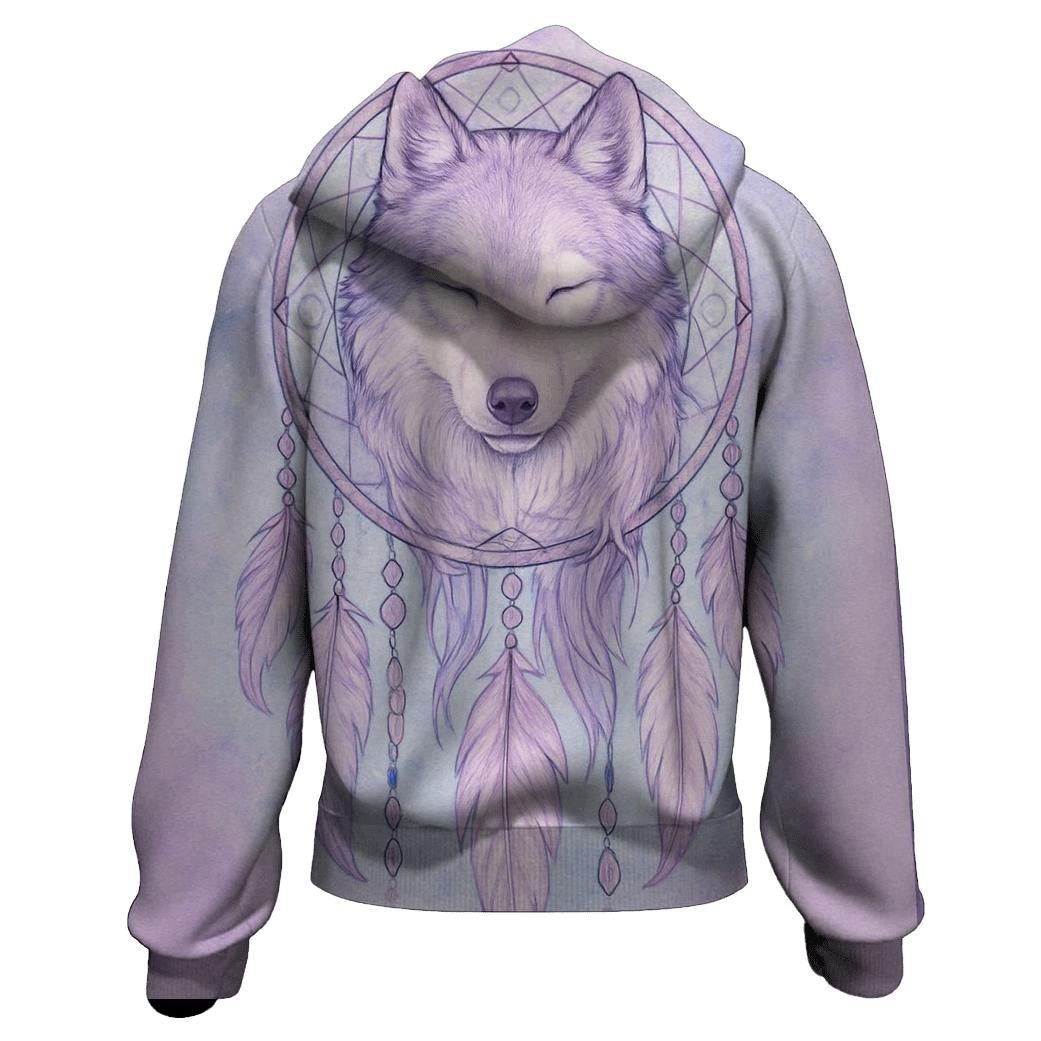 Dreamcatcher Spirit Wolf graphic hoodies