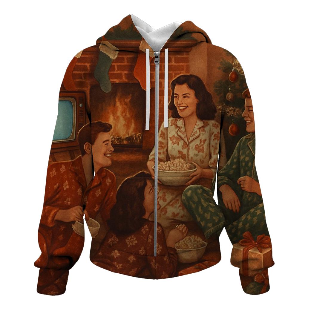 Retro Fireplace Movie Marathon premium hoodies