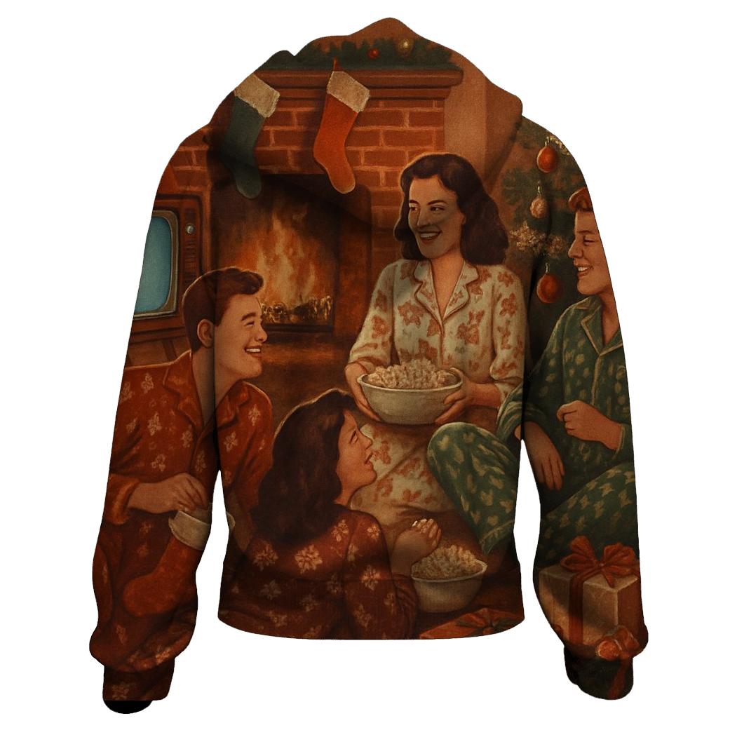 Retro Fireplace Movie Marathon premium hoodies