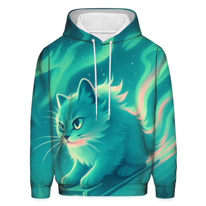 Aurora Drift Sled Cat embroidered hoodies