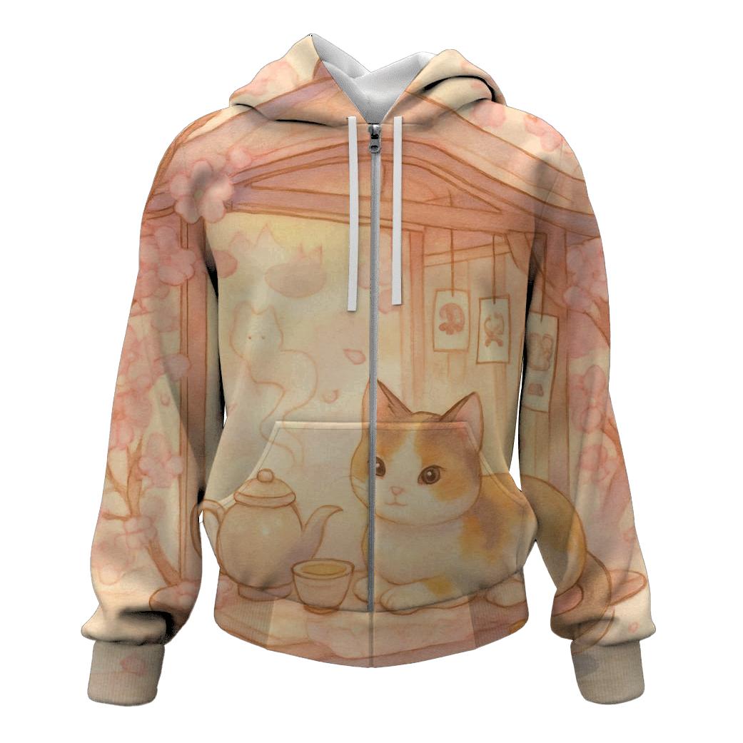 Blossom Tea House Cat pullover hoodies