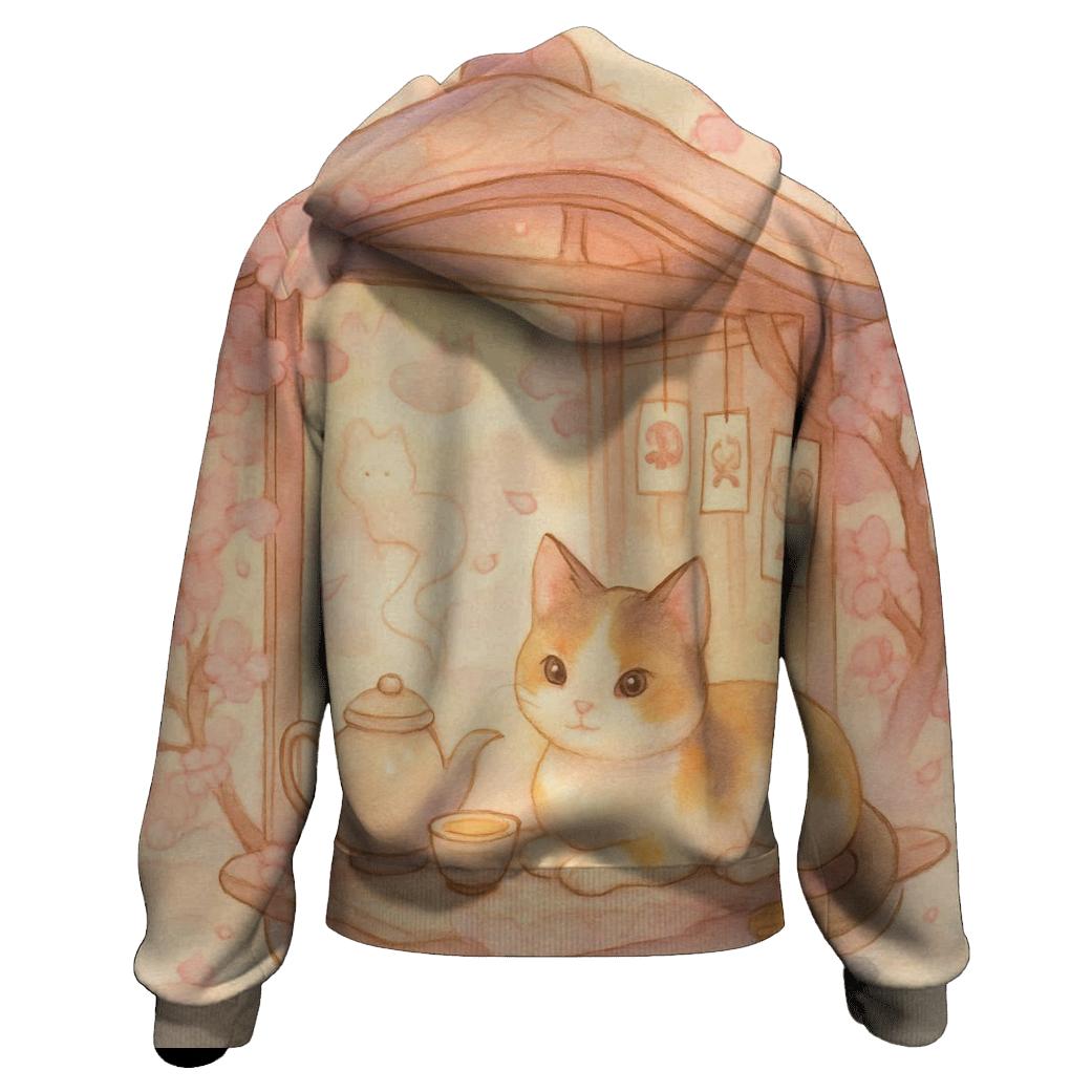 Blossom Tea House Cat pullover hoodies