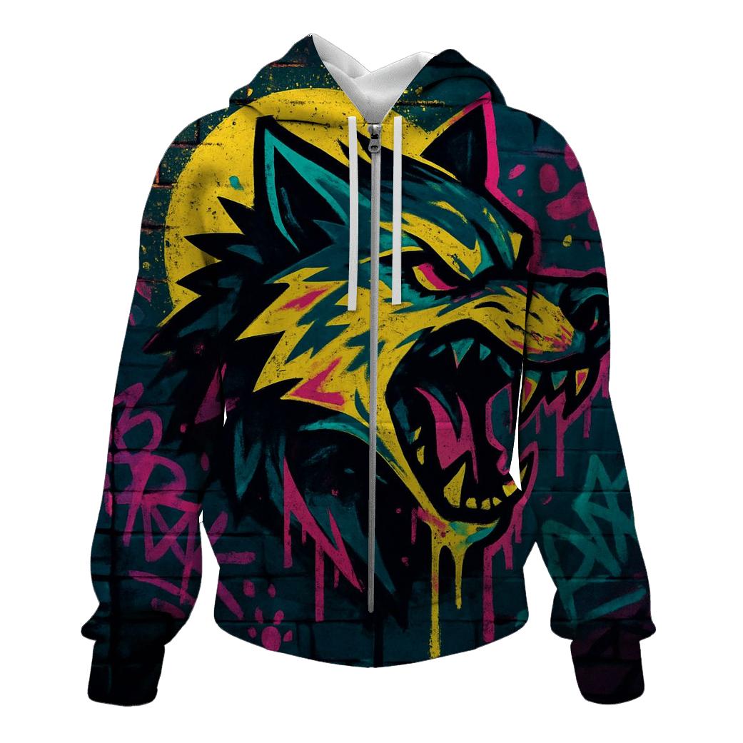 Street Graffiti Lunar Wolf premium hoodies