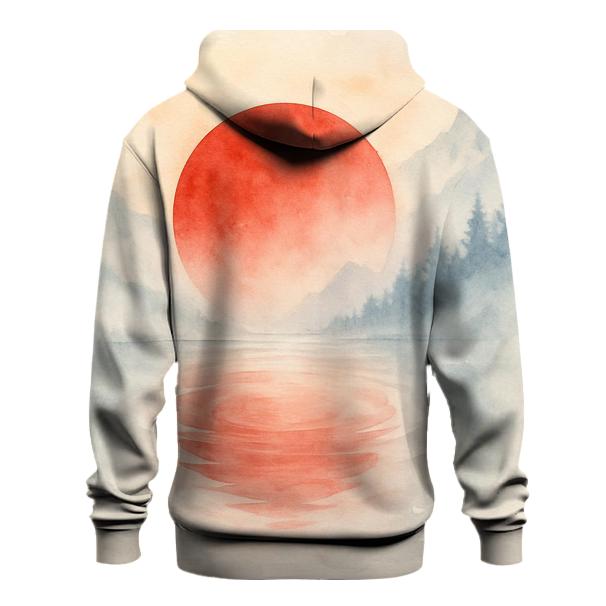 Japanese Flag Misty Mountain Watercolor premium hoodies