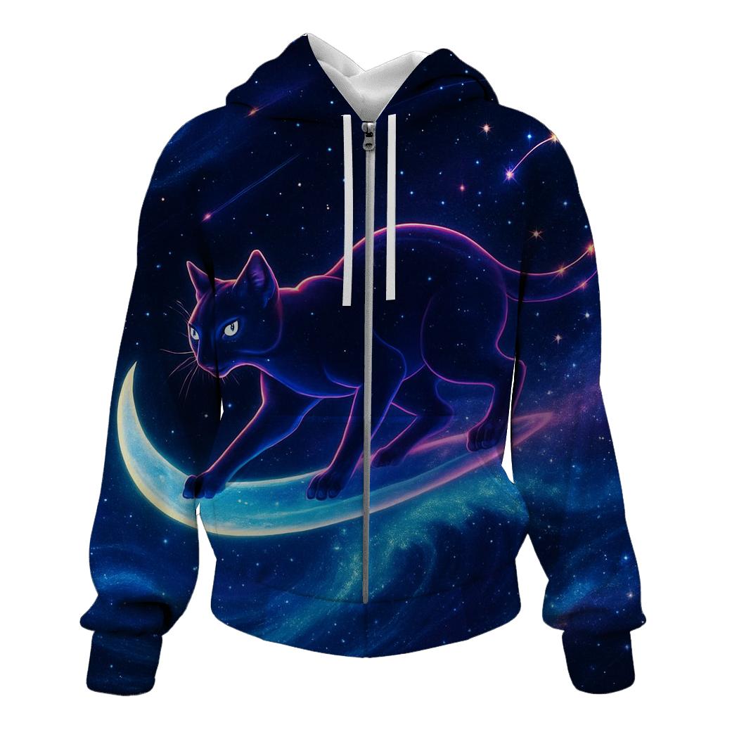Celestial Tide Surfer Cat heavyweight hoodies