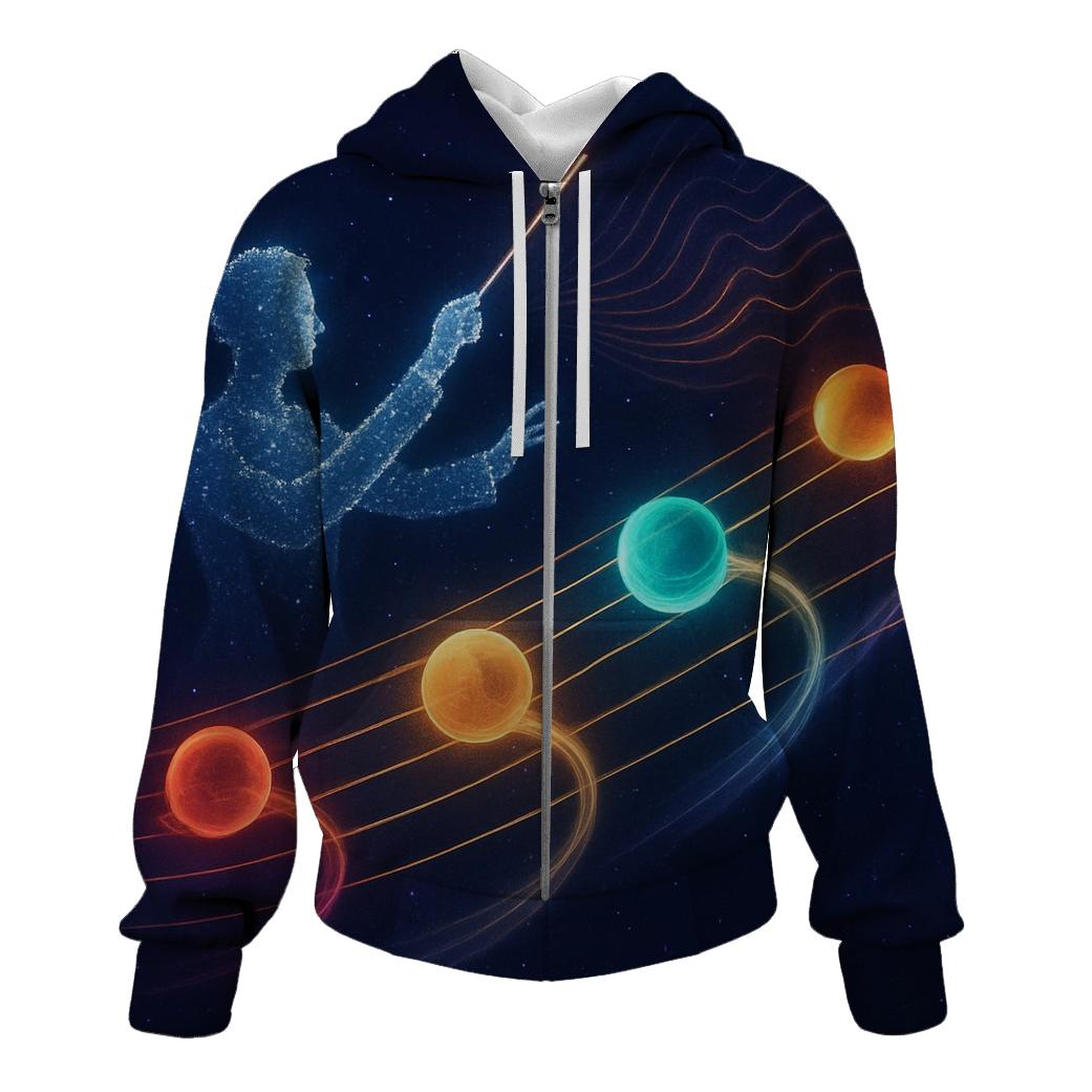 Harmonic Orbits Cosmic Symphony lightweight hoodies