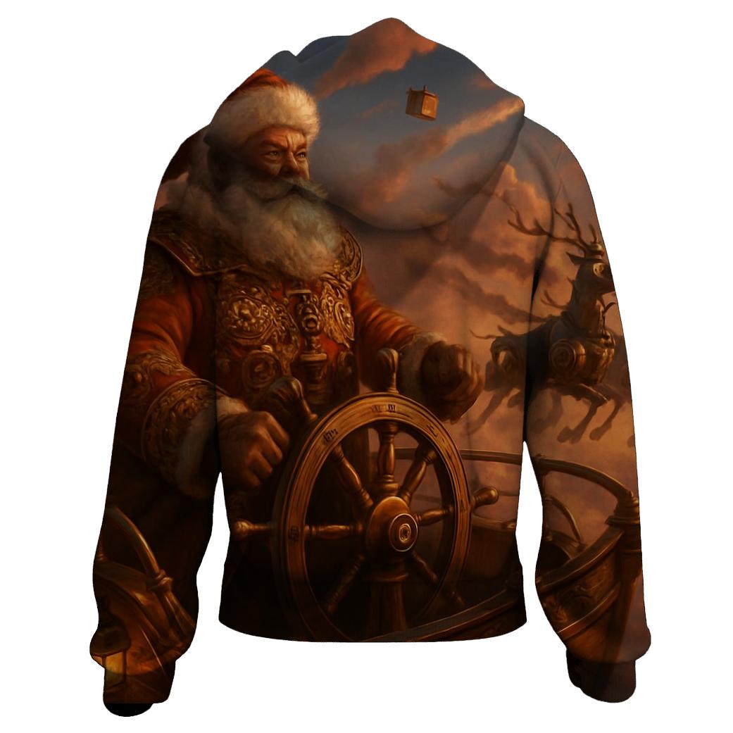 Steampunk Sky Admiral Santa zip-up hoodies