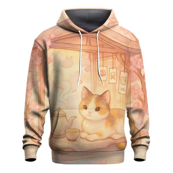 Blossom Tea House Cat graphic hoodies