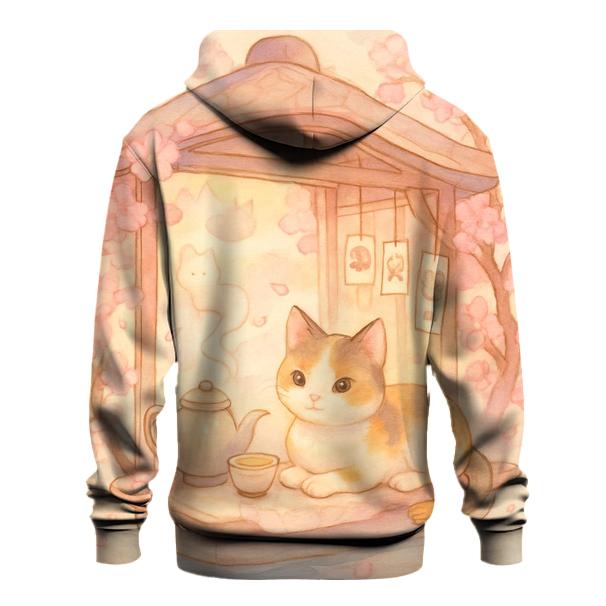 Blossom Tea House Cat graphic hoodies