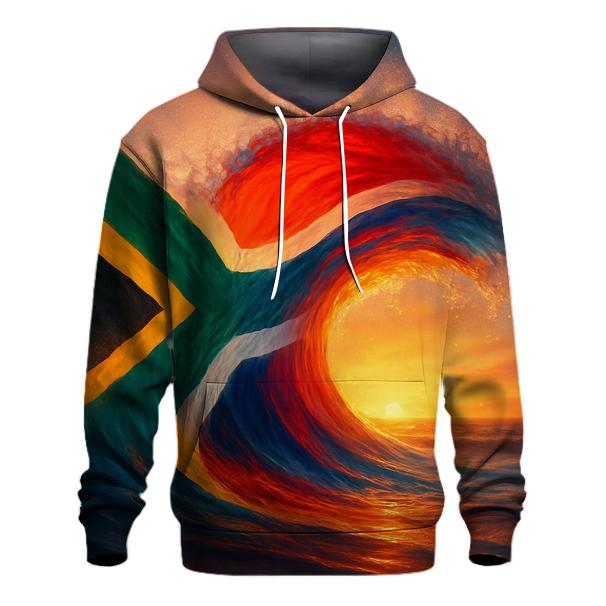 South African Flag Ocean Wave Fusion designer hoodies