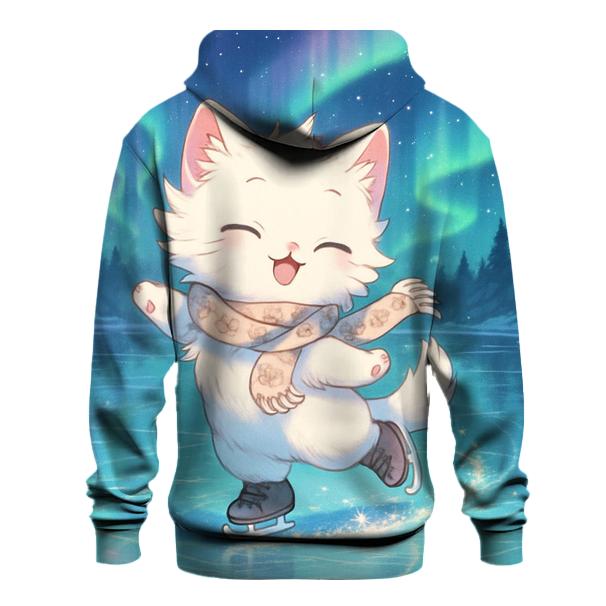 Aurora Ice Skating Cat pullover hoodies