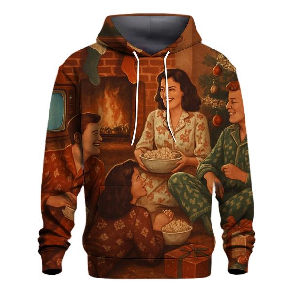 Retro Fireplace Movie Marathon zip-up hoodies