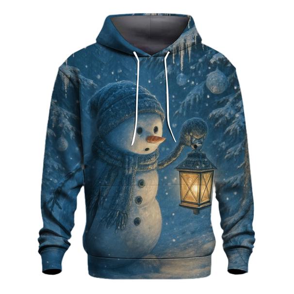 Snowman Lantern Forest Walk custom hoodies