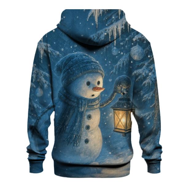 Snowman Lantern Forest Walk custom hoodies