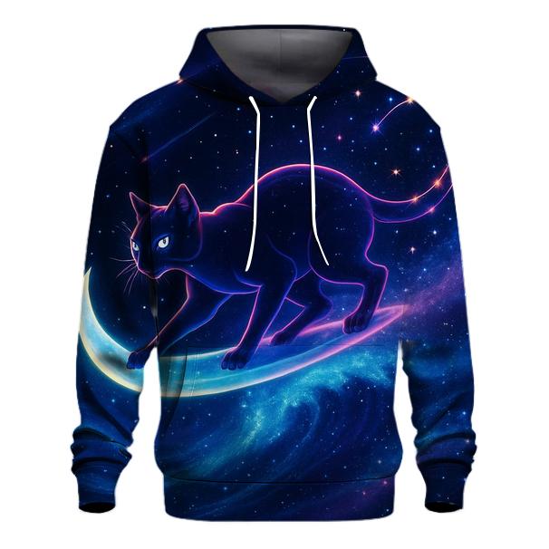 Celestial Tide Surfer Cat lightweight hoodies