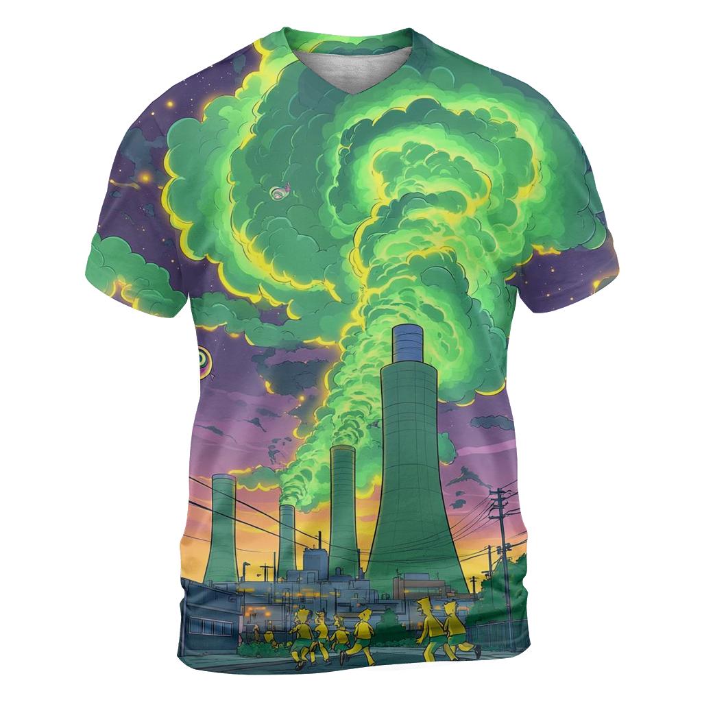 Nuclear Nebula Over Springfield artistic all-over print tops