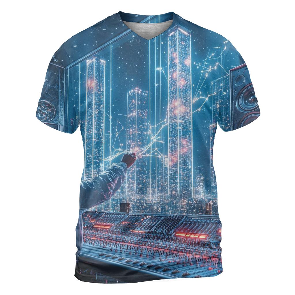 Compton Soundwave Architect artistic all-over print tops