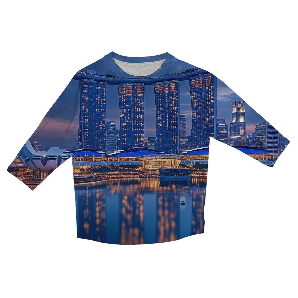Marina Bay Sands Singapore Skyline custom 3/4 sleeve shirts