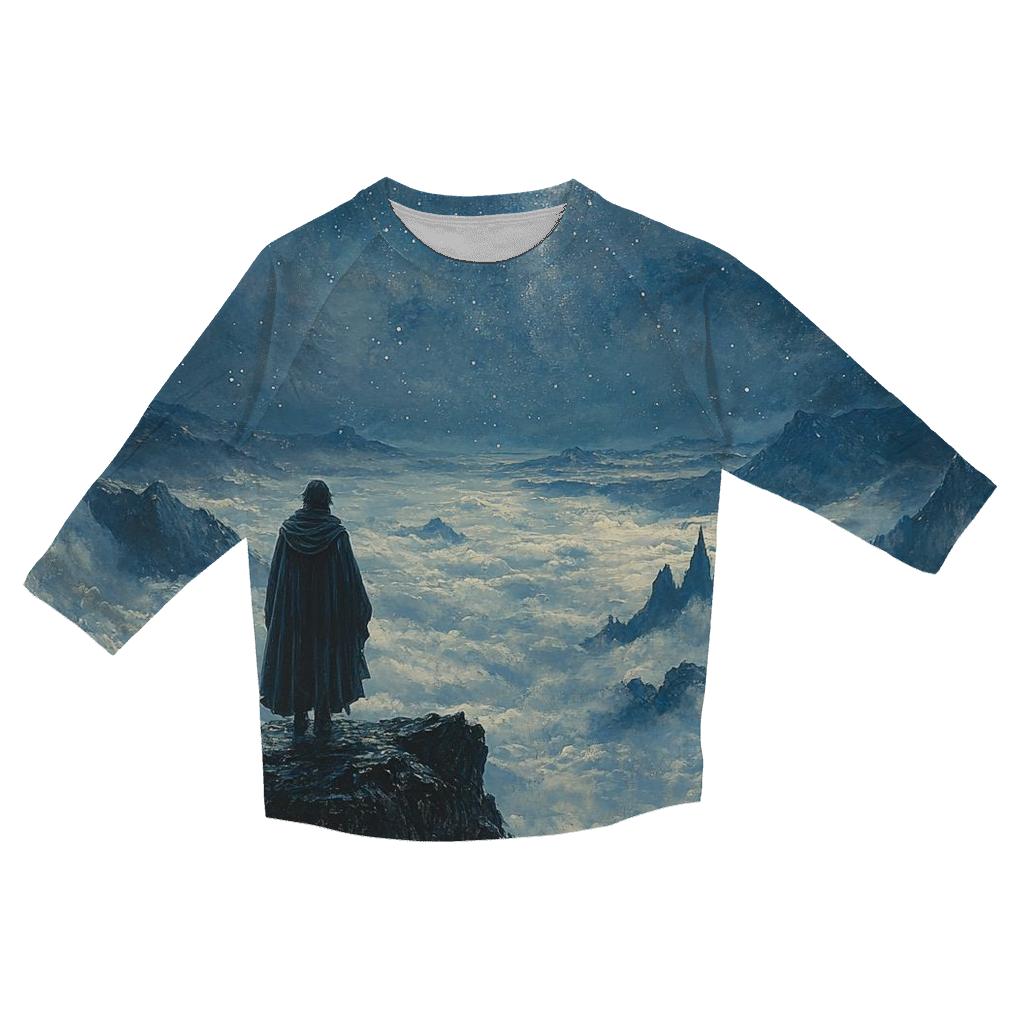 Caspar David Friedrich Inspired Astronomer Above The Clouds casual three quarter sleeve shirts