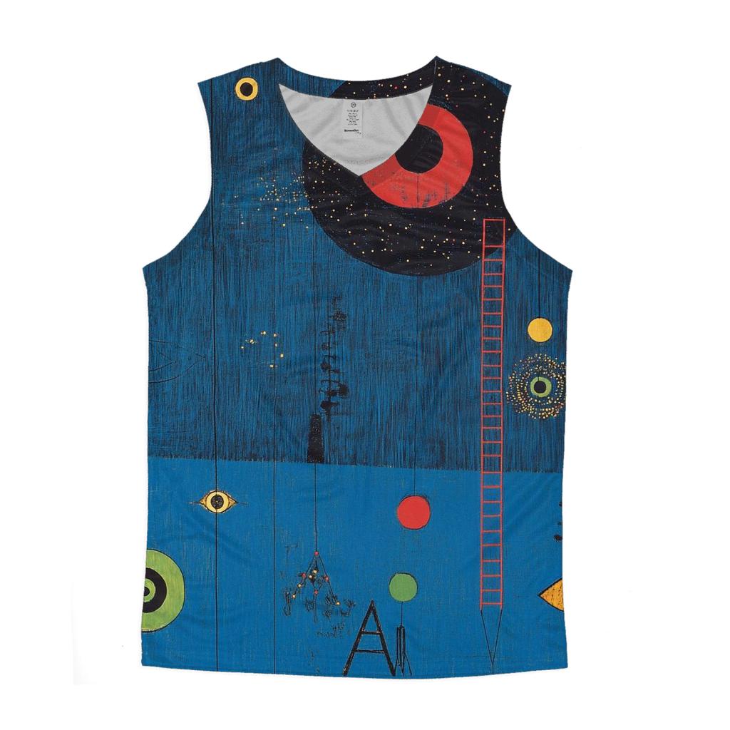 Miro Inspired Playful Planets And Dancing Constellations designer workout tanks