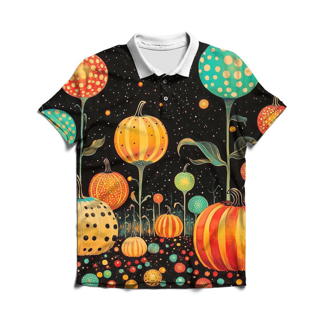 Yayoi Kusama Inspired Planetary Garden Of Dots designer slim fit polos