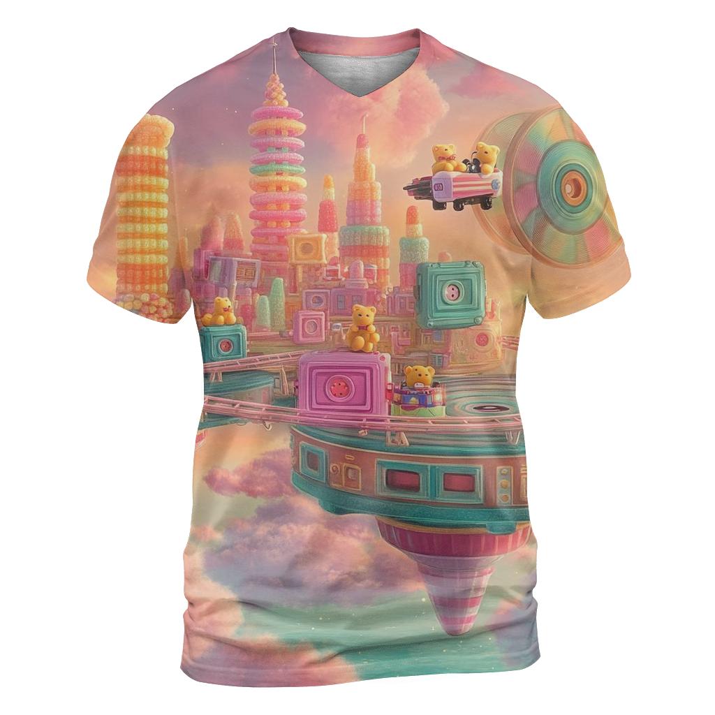 Retro Carnival Cloud City Toons artistic all-over print tops