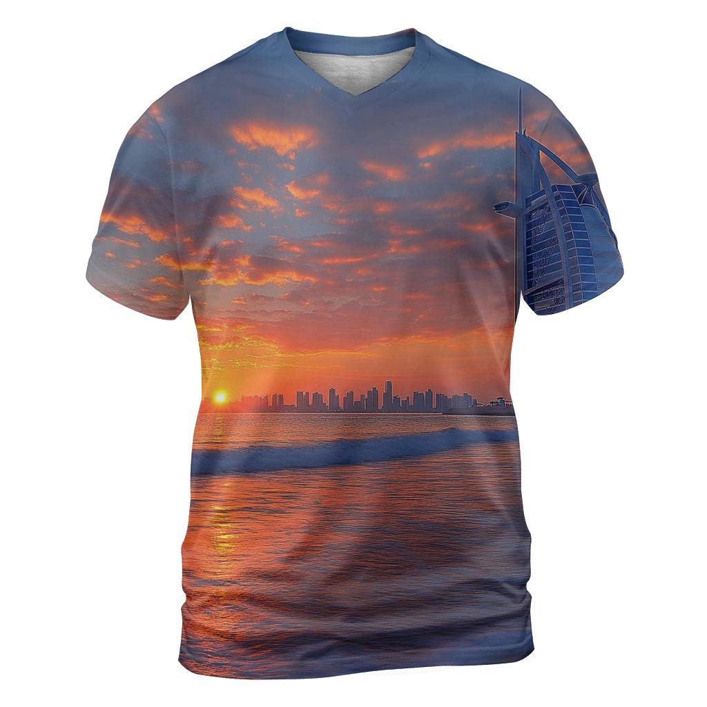 Burj Al Arab Dubai Sunset Coast statement graphic shirts