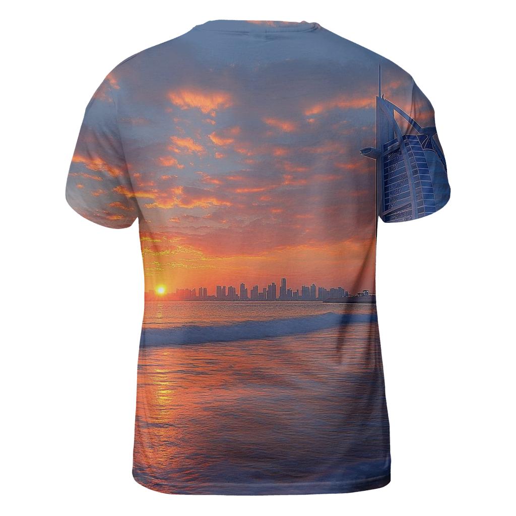 Burj Al Arab Dubai Sunset Coast statement graphic shirts