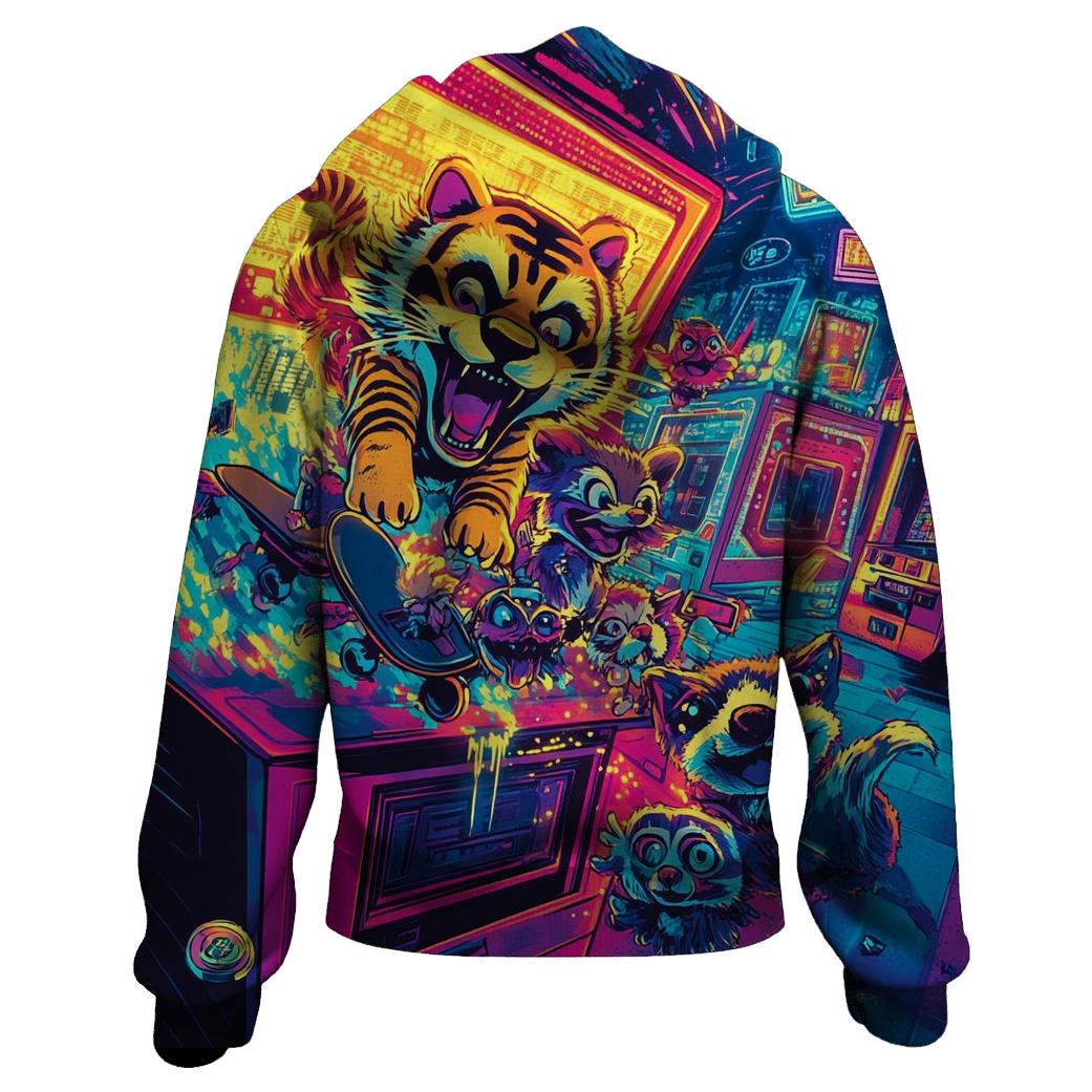 Neon Arcade Animal Uprising graphic hoodies