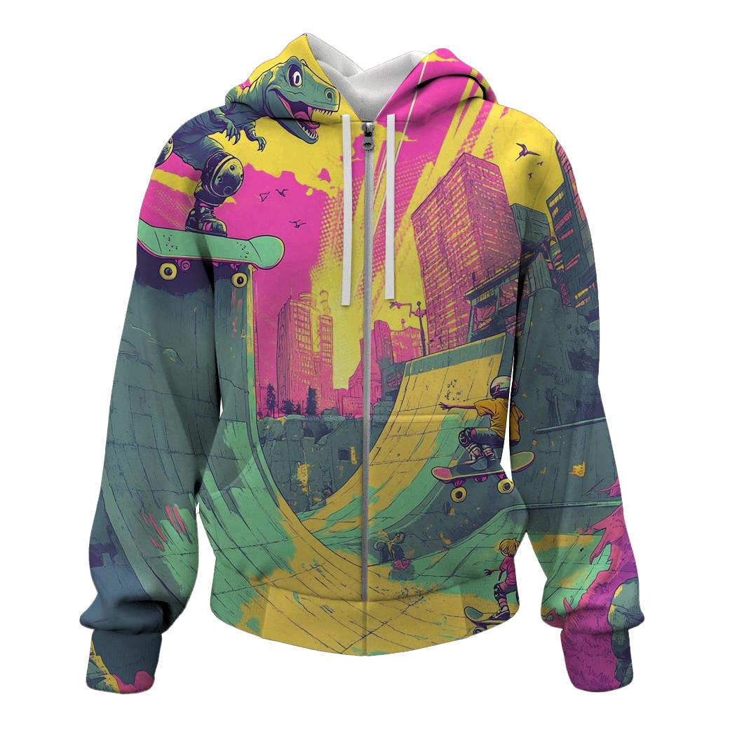 Time Traveling Skate Park Toons printed hoodies