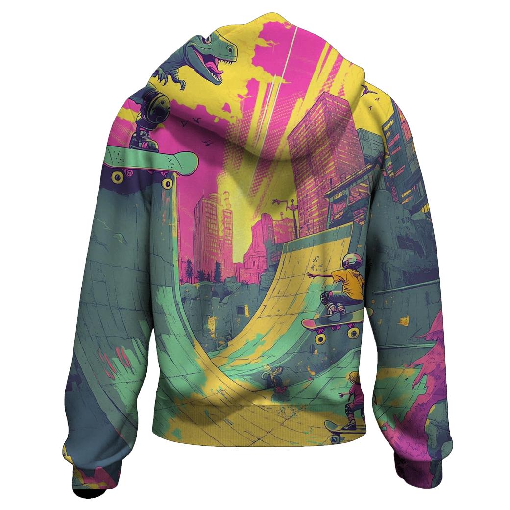 Time Traveling Skate Park Toons printed hoodies