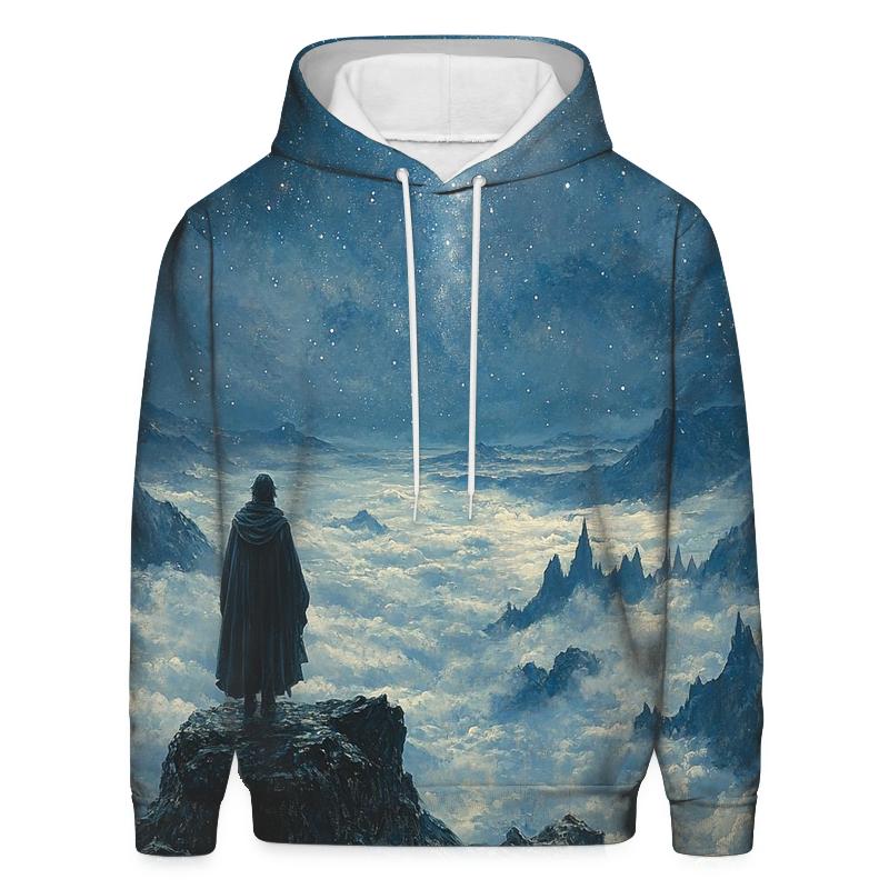 Caspar David Friedrich Inspired Astronomer Above The Clouds printed hoodies