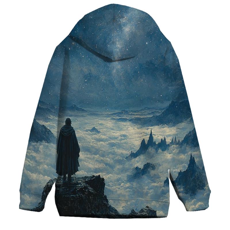 Caspar David Friedrich Inspired Astronomer Above The Clouds printed hoodies