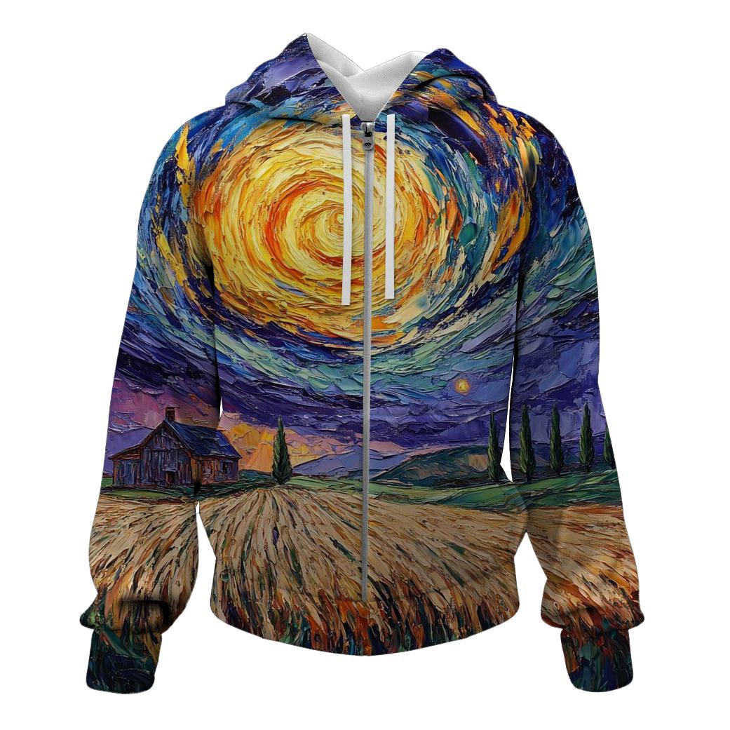 Van Gogh Inspired Solar Storm Over Countryside hoodies fashion