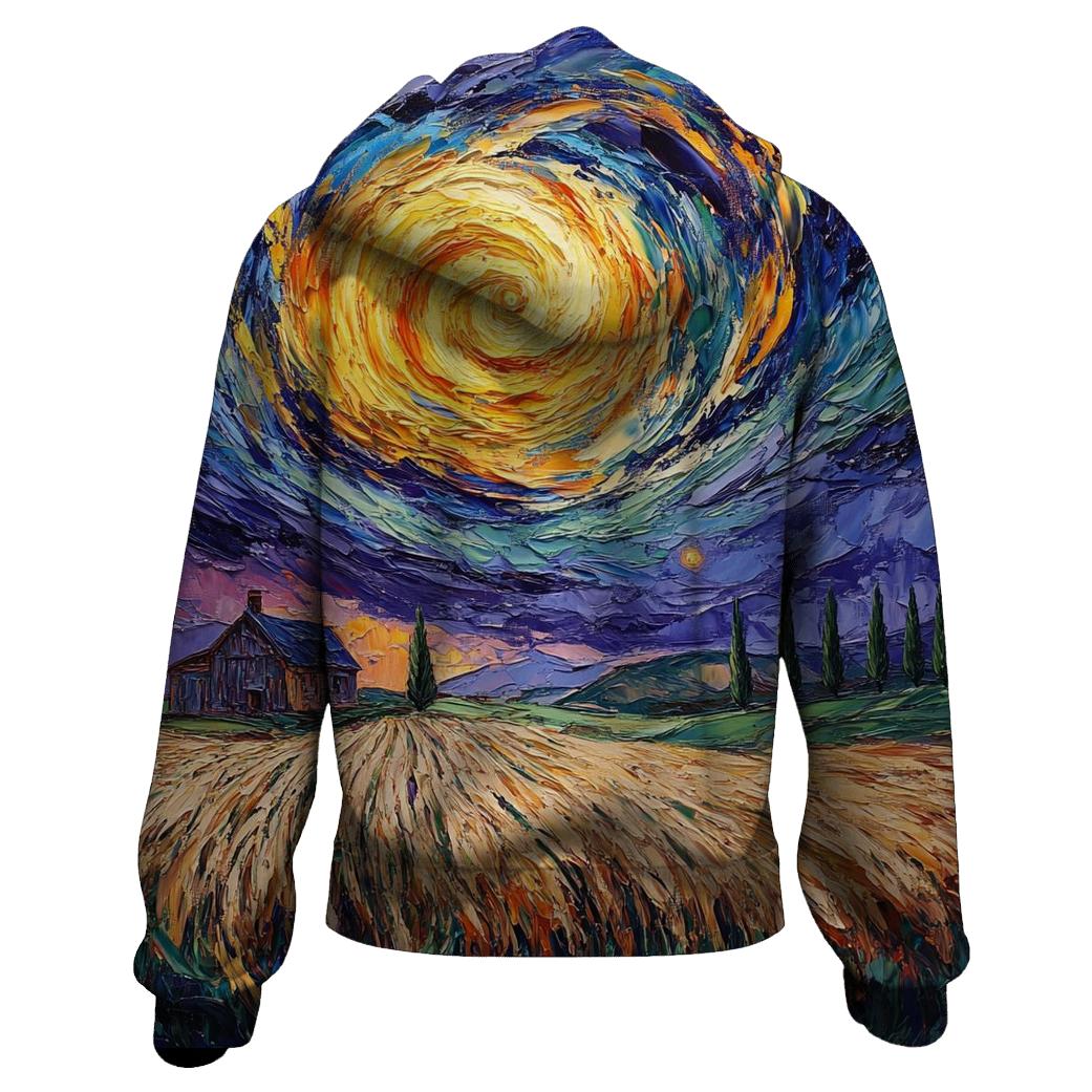 Van Gogh Inspired Solar Storm Over Countryside hoodies fashion