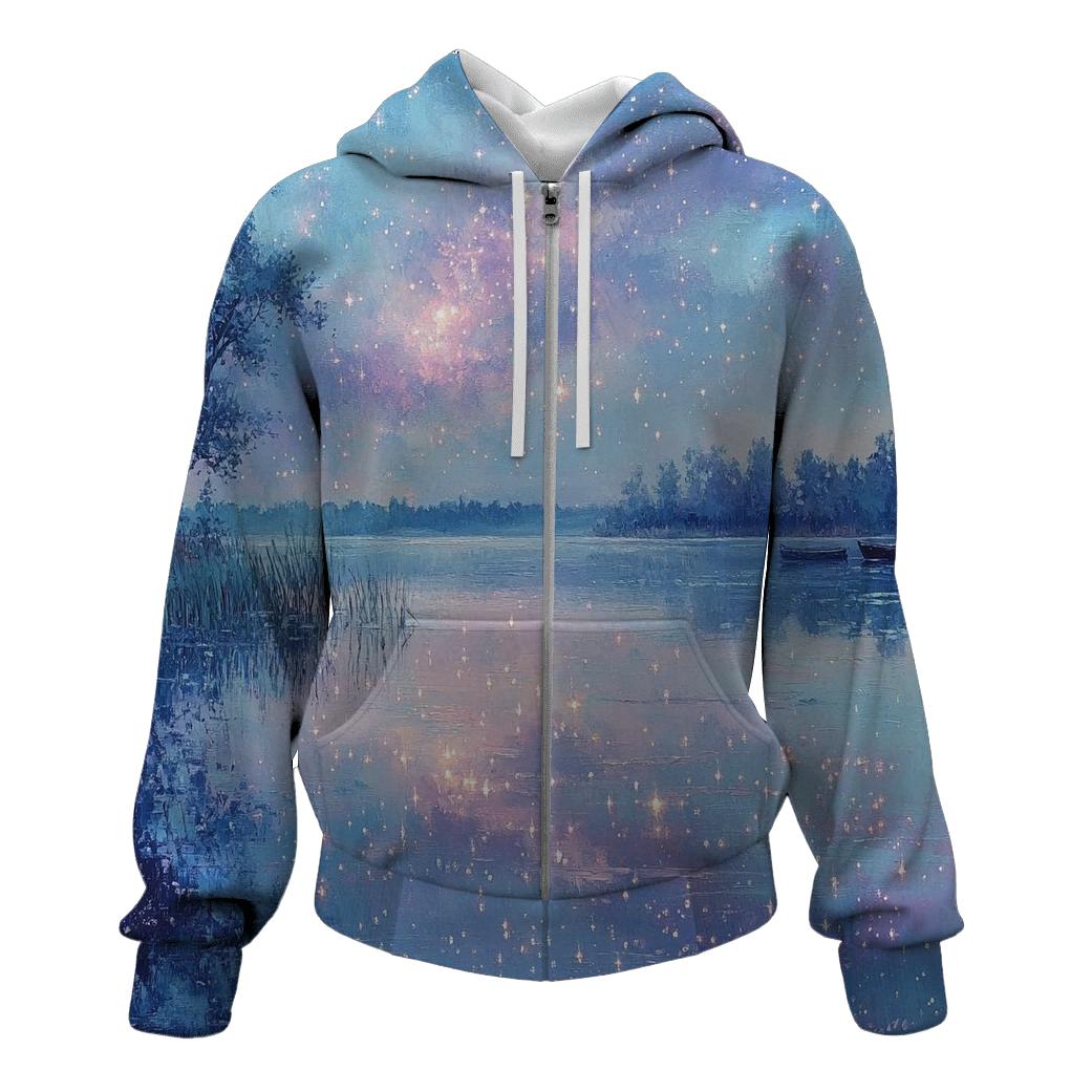 Monet Inspired Nebula Reflections On A Quiet Lake pullover hoodies