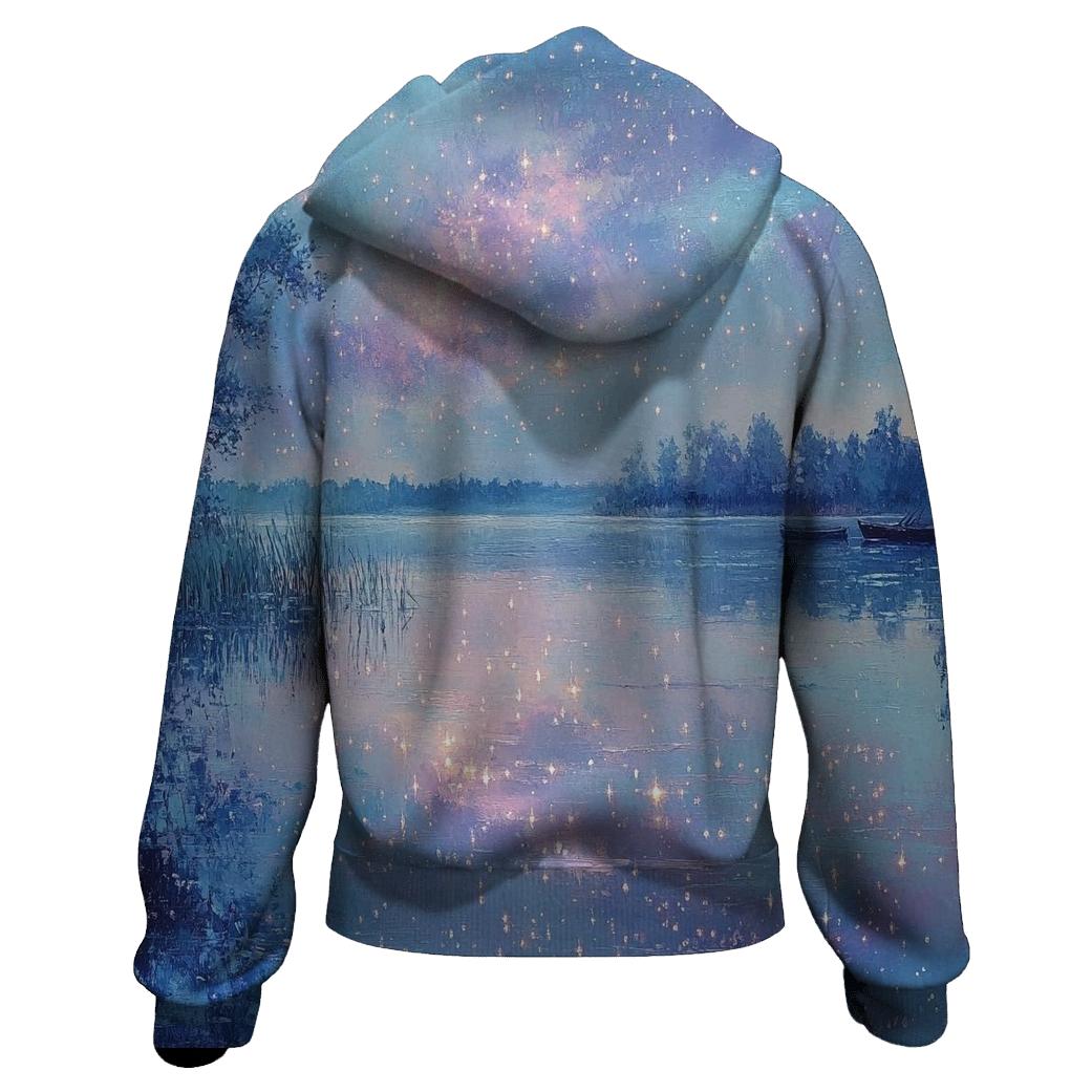 Monet Inspired Nebula Reflections On A Quiet Lake pullover hoodies