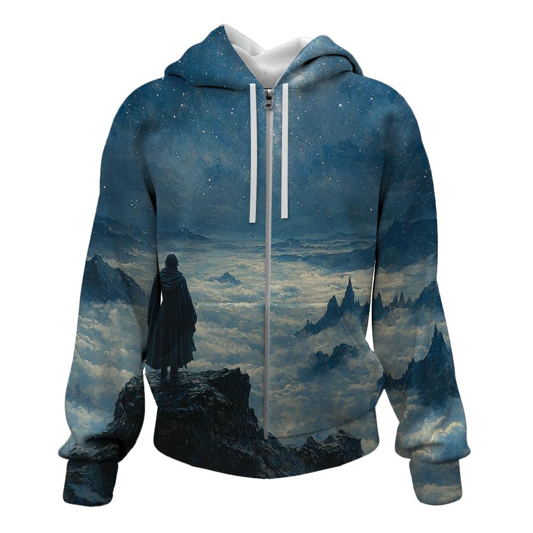 Caspar David Friedrich Inspired Astronomer Above The Clouds heavyweight hoodies