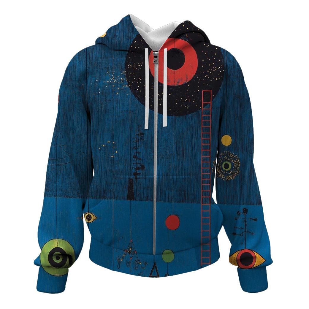 Miro Inspired Playful Planets And Dancing Constellations lightweight hoodies