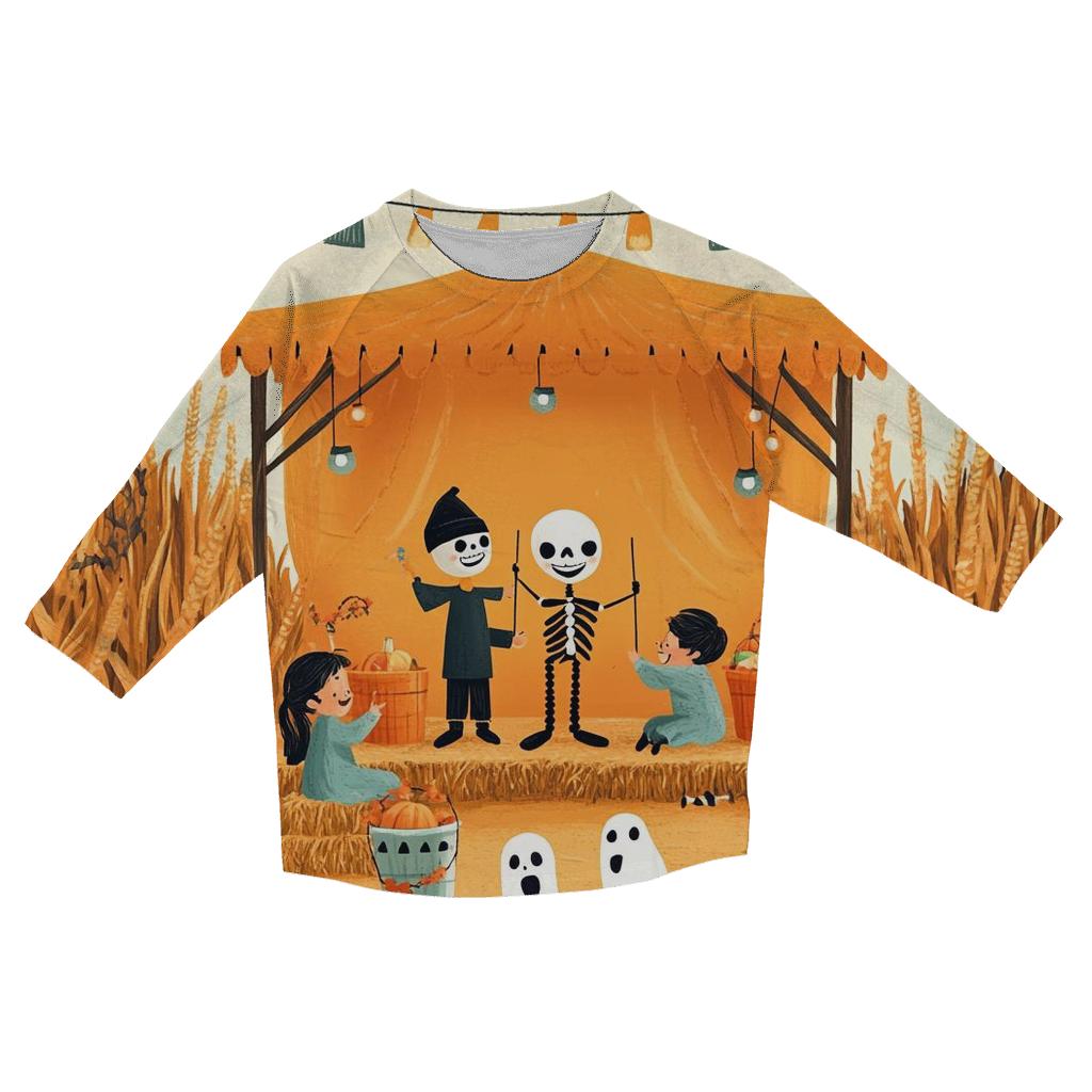 Harvest Stage With Spooky Puppet Show trendy 3/4 sleeve tops