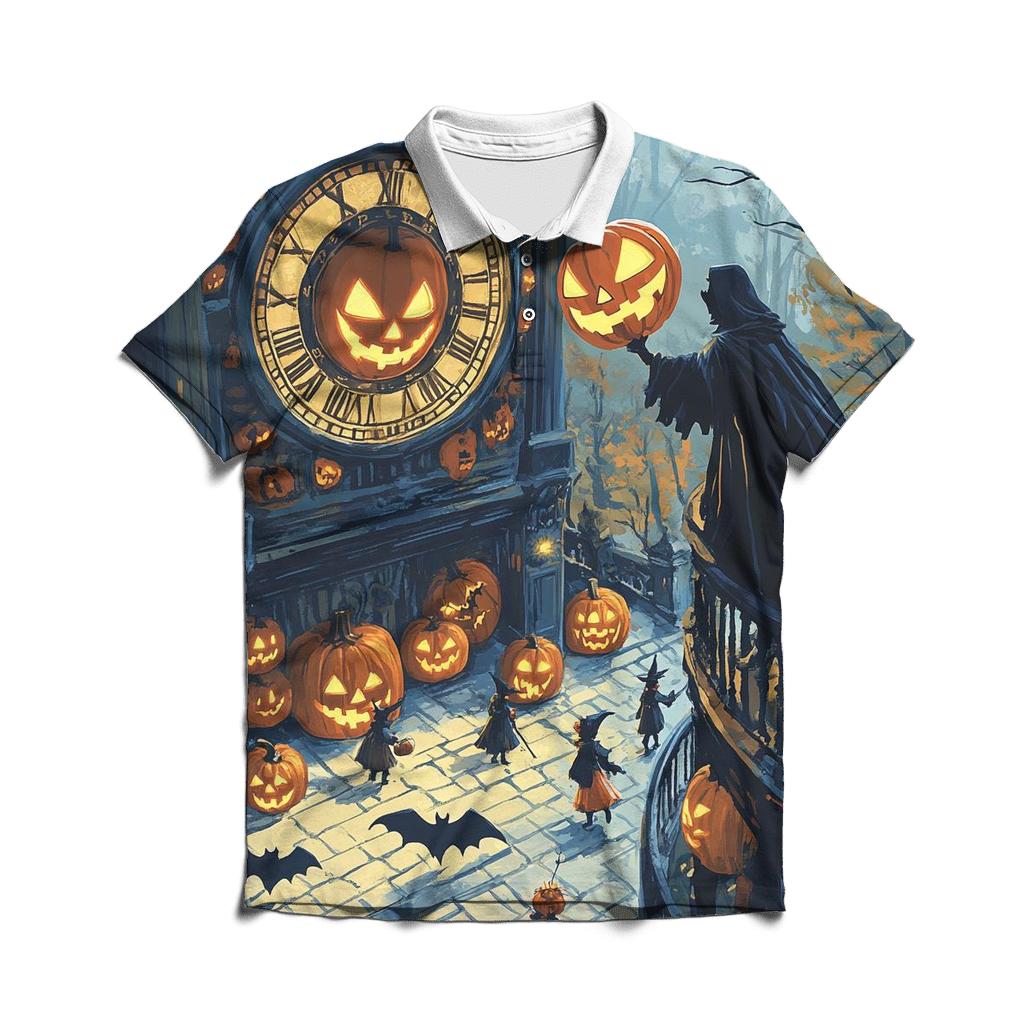 Clocktower Of The Haunted Midnight Masks casual sports polo shirts