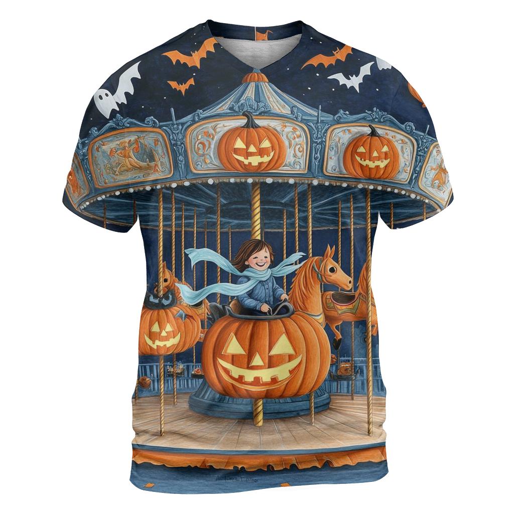 Lantern Carousel In A Spooky Fairground designer pattern shirts