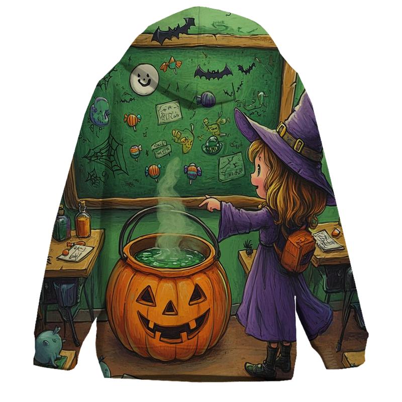 Witch Classroom With Halloween Potions Lesson zip-up hoodies