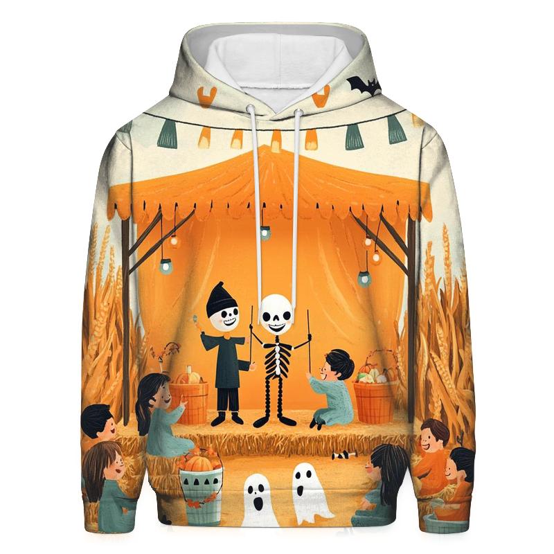 Harvest Stage With Spooky Puppet Show hoodie designs