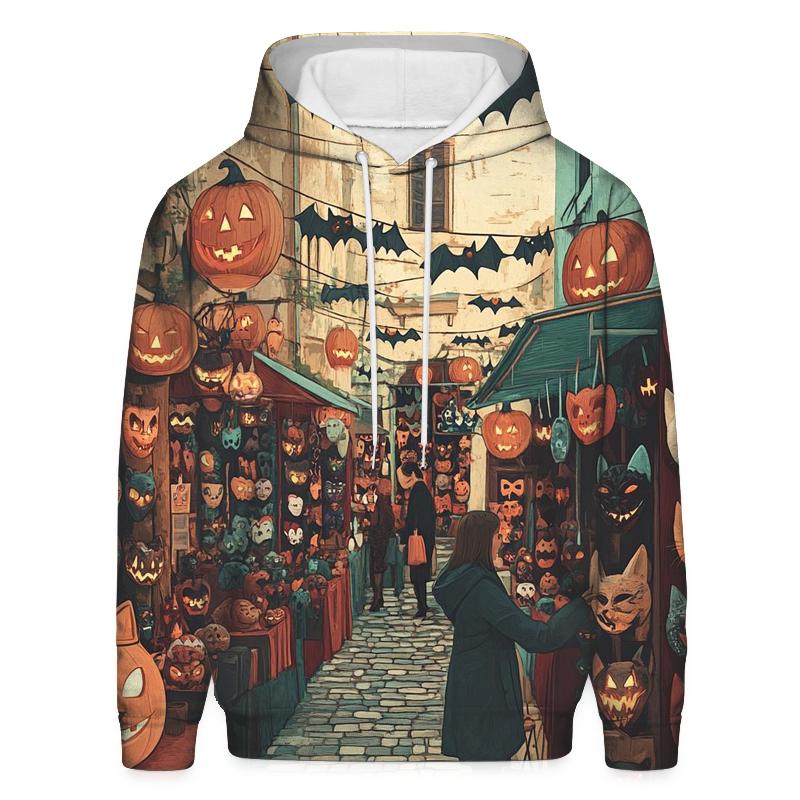 Market Of Masks In Halloween Alley lightweight hoodies