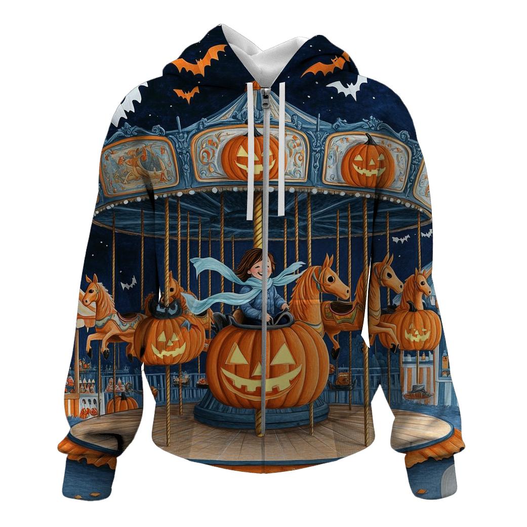 Lantern Carousel In A Spooky Fairground lightweight hoodies