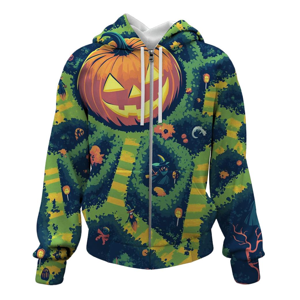 Haunted Maze Race On Broomsticks printed hoodies
